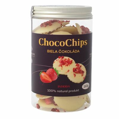 ChocoChips biela jahoda160g DP Chocolate