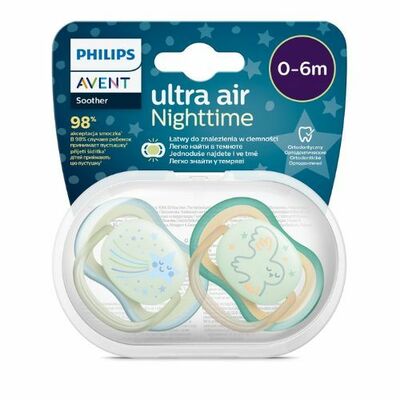 Philips Avent Cumlík Ultra air nočný 0-6m boy 2ks