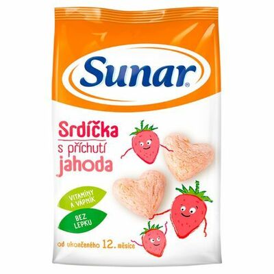 Sunar chrumky jahodové srdiečka 50g