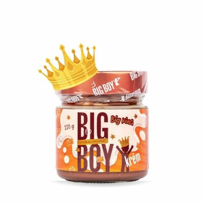 Krém Big King s lieskovými orechmi, mliekom a karamelom 220g Big Boy