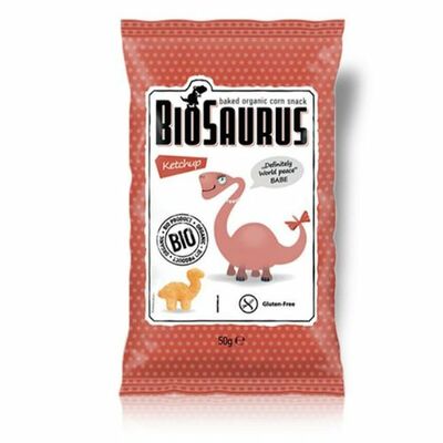 Chrumky pre deti kukuričné s kečupom 50g Biosaurus