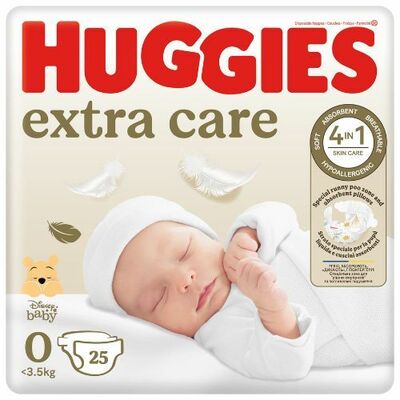 Huggies Extra Care Veľ.0, Plienky 25ks