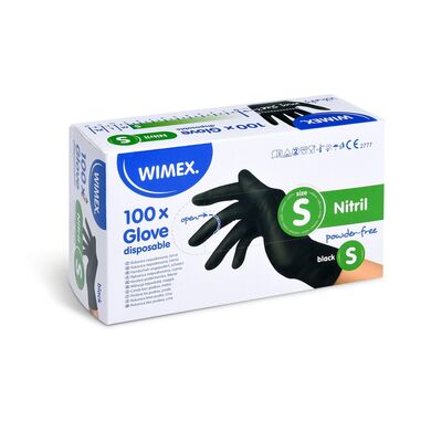 Rukavice jednorazové nitrilové čierna veľ.S WI68190,100ks