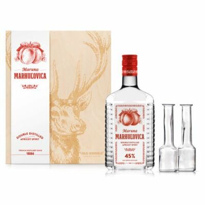 Maruna Marhuľovica 45% 0,7l Drevená kazeta Jeleň