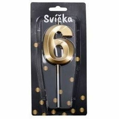 Tortová sviečka zlatá Číslo: 6