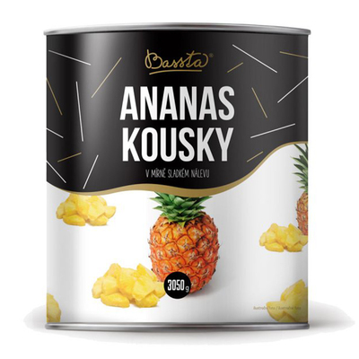 Kompót Ananás krájaný 3050g Bassta