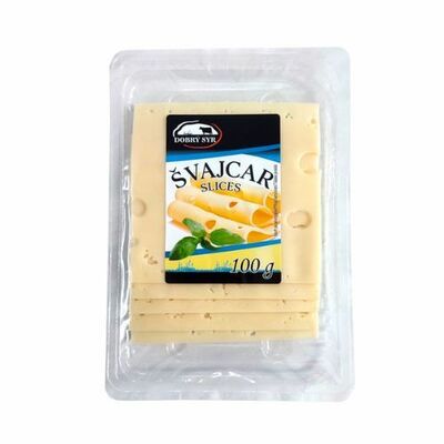 Syr Švajcar 45% plátky 100g Dobrý syr