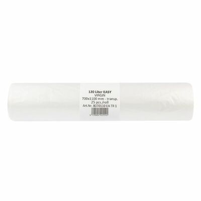 Vrecia na odpad transparentné 120l 70x110cm 25ks Easy