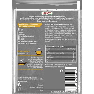 Zmes korenia na ryžu 25g Kotányi