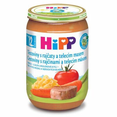 HiPP BIO Cestoviny s rajčinami a teľac. mäsom 220g