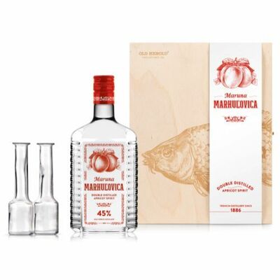 Maruna Marhuľovica 45% 0,7l Drevená kazeta Ryba