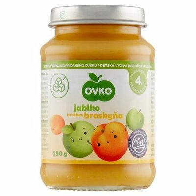 Detská výživa jablko broskyňa DIA 190g Ovko