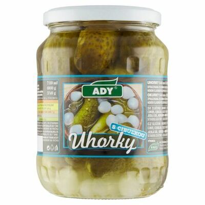 Uhorky sterilizované s cibuľkou 720ml (660g) Ady