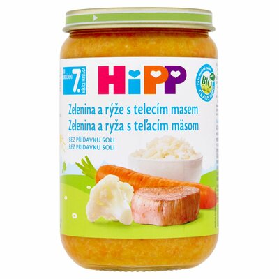 HiPP BIO Zelenina a ryža s teľacím mäsom, 220g