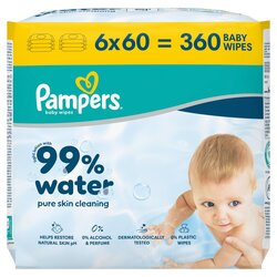 Pampers vlhčené obrúsky Aqua Plastic Free 6x60ks