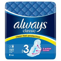 Always Classic Night hyg.vložky s krídelkami 8ks