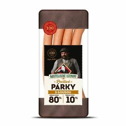 Párky Poctivé s goudou 180g, KU VÝPREDAJ