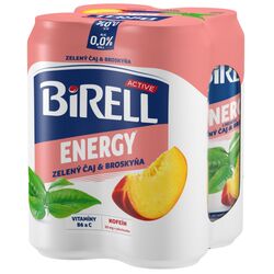 Pivo Birell 0,0 Energy Zelený čaj &amp; Broskyňa s kofeínom 4x500ml*ZO