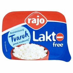 Tvaroh jemný hrudkovitý bezlaktózový 180g Rajo VÝPREDAJ