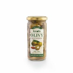 Olivy zelené plnené mandľou 240g Kreolis
