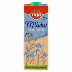 Mlieko polotučné 1,5% 1l Rajo