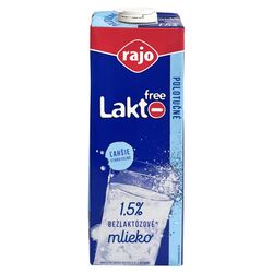Mlieko polotučné 1,5% bezlaktózové 1l Rajo