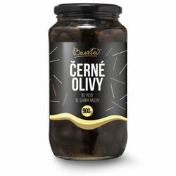 Olivy čierne celé bez kôstky sklo 900g Bassta
