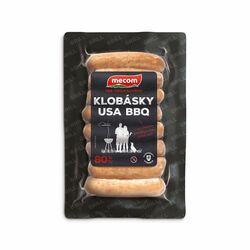 Klobásky USA BBQ 80%  210g Mecom