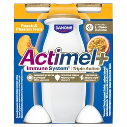 Jogurtový nápoj Actimel Broskyňa - Marakuja 4x100g Danone VÝPREDAJ