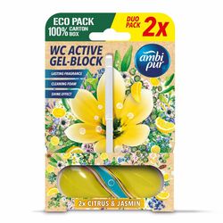 Ambipur Active citrón &amp; jazmín WC gél-blok 2x45g