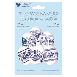 Dekorácia na vajíčka zmršťovacia, modrý motív
