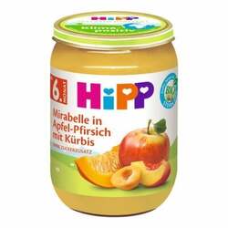 HiPP BIO Jablko, broskyňa, mirabelka, tekvica 190g VÝPREDAJ