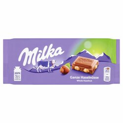 Milka Oriešková čokoláda celé lieskové orechy 100g