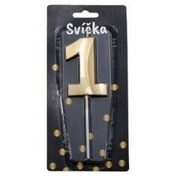 Tortová sviečka zlatá Číslo: 1